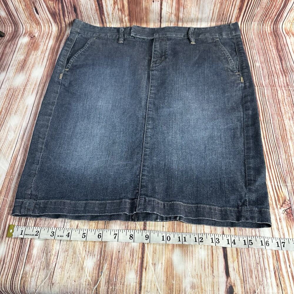 Converse All Star Size 6 Blue Jean Denim Knee Length Skirt Back Slit 32X18.75 - Picture 5 of 8